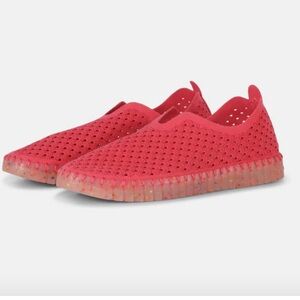 Ilse Jacobsen Tulip pink suede flats with speckled soles